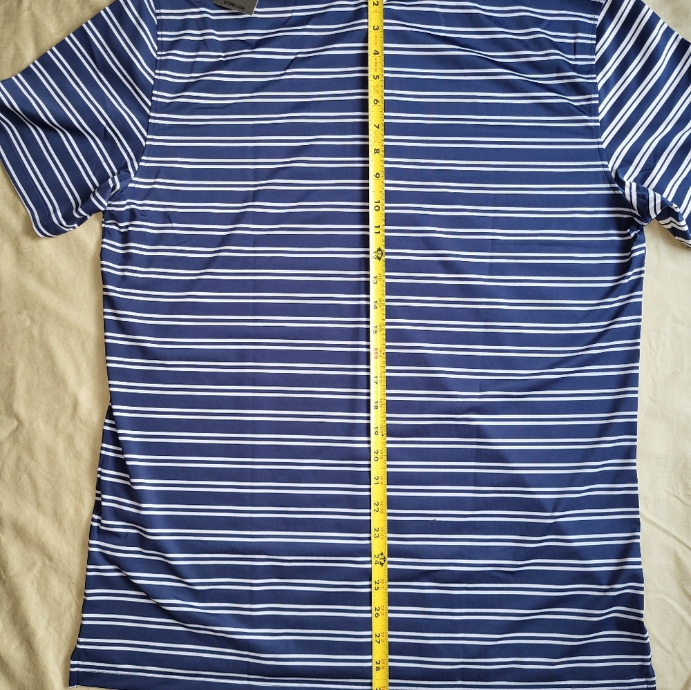 G/FORE Offset Blue and White Striped Men's Polo Shirt Size XL NWT - Picture 6 of 7